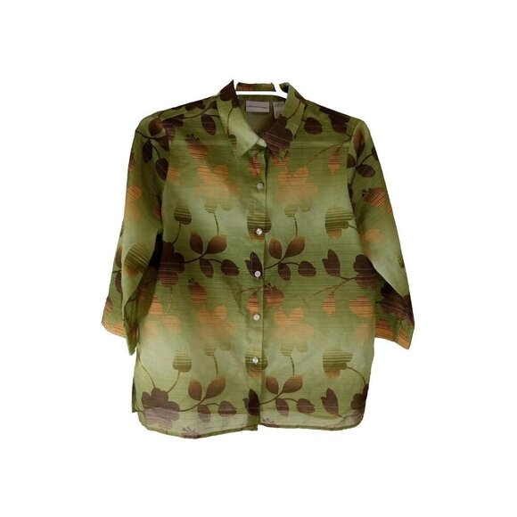 Alfred Dunner SZ 16 Women’s Light Weight Over Blouse Top Fall Floral 3/4 Sleeve - Picture 1 of 10